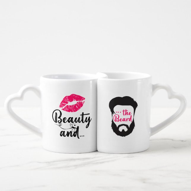 Beauty and the Beard Mug, His And Hers Mugs Set (Front Nesting)
