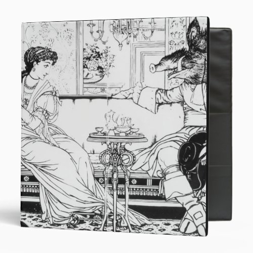 Beauty and the Beast 1874 litho bw photo Binder