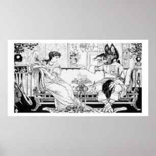 Beauty and the Beast, 1874 (litho) (b/w photo) Poster