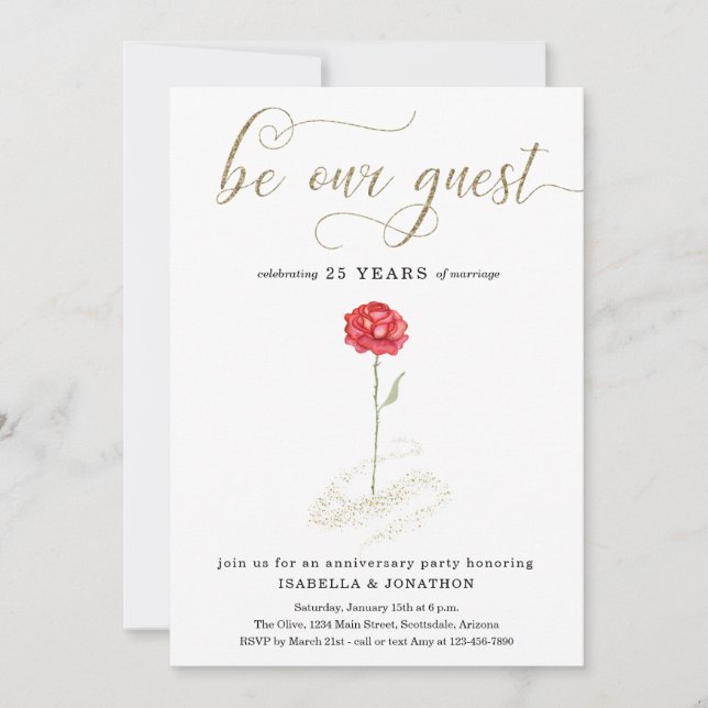 Beauty and the Beast Anniversary Party Invitation (Front)