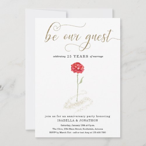 Beauty and the Beast Anniversary Party Invitation
