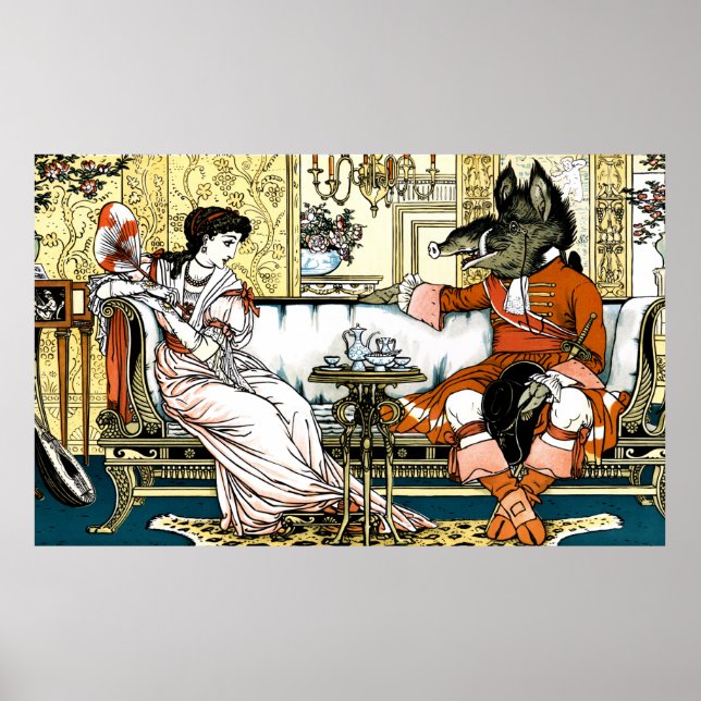 Beauty and the Beast Art Nouveau  Poster (Front)
