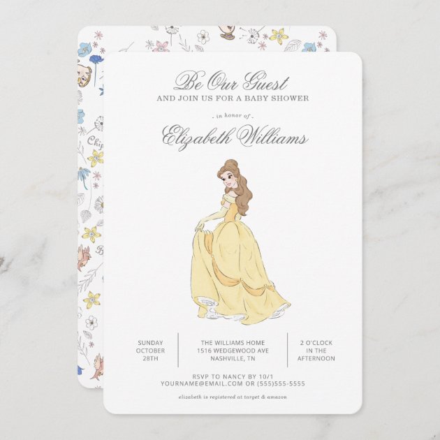 Beauty and the beast baby store shower invitations