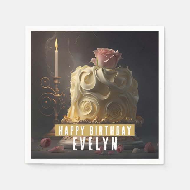 Beauty and the Beast Birthday Cake -  Napkins (Front)