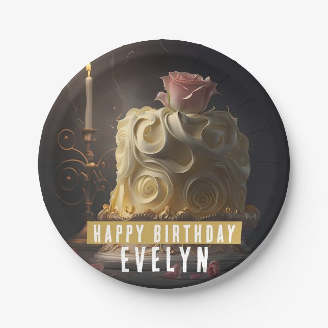 Beauty and the Beast Birthday Cake -  Paper Plates (Front)