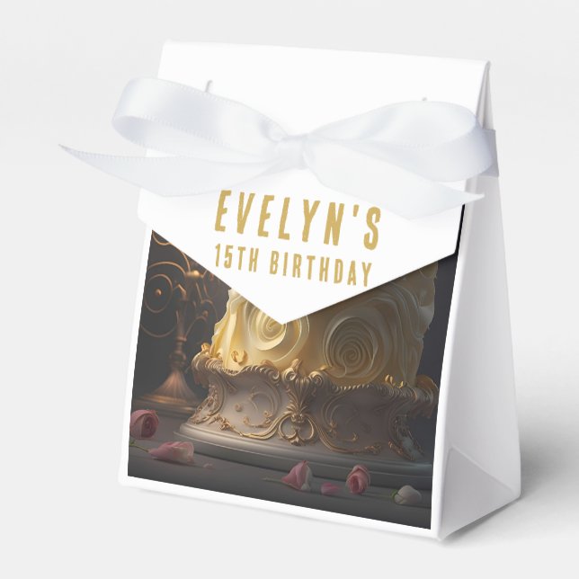 Beauty and the Beast Cake - Birthday Favor Boxes (Front Side)