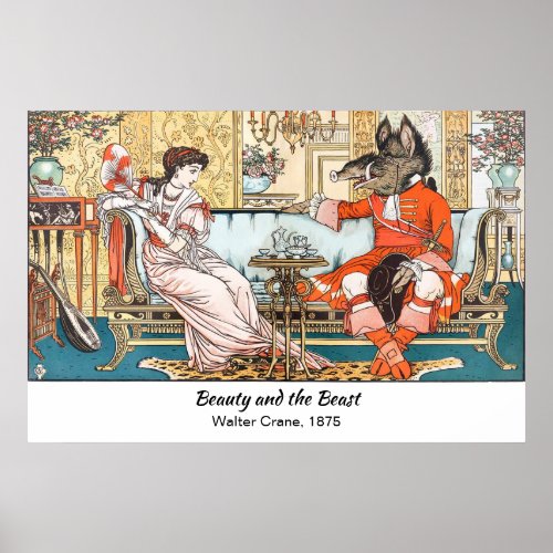 Beauty and the Beast Captioned Victorian Poster