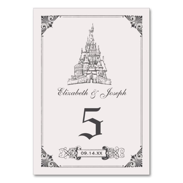 Beauty and the Beast | Castle Wedding Table Number (Front)