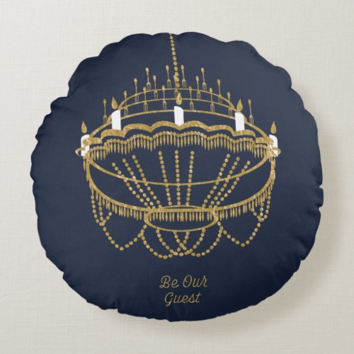 Beauty and the Beast  Chandelier _ Be Our Guest Round Pillow