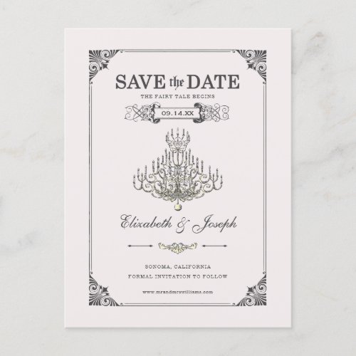 Beauty and the Beast  Chandelier _ Save the Date Postcard