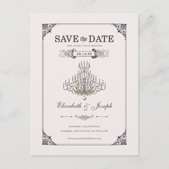Beauty and the Beast | Chandelier - Save the Date Postcard (Front)