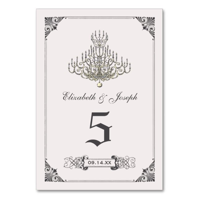 Beauty and the Beast | Chandelier Table Number (Front)