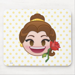 Beauty and the Beast Emoji Belle with Rose Mouse Pad