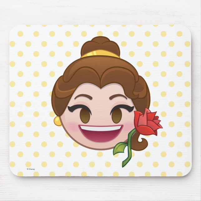 Beauty and the Beast Emoji | Belle with Rose Mouse Pad (Front)