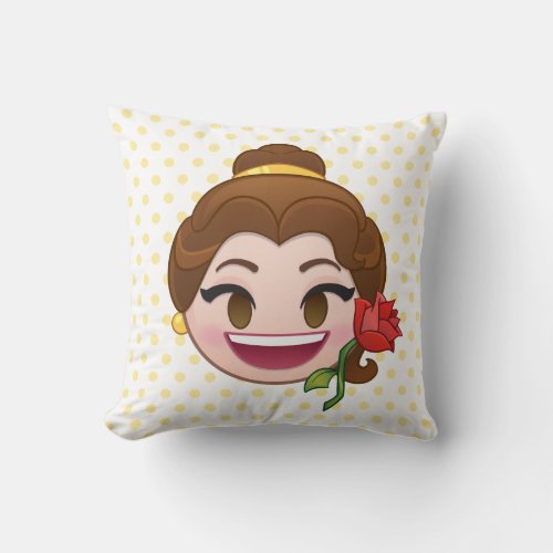 Beauty and the Beast Emoji  Belle with Rose Throw Pillow
