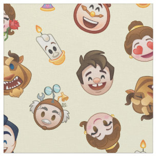 Beauty and the Beast Emoji   Character Pattern Fabric