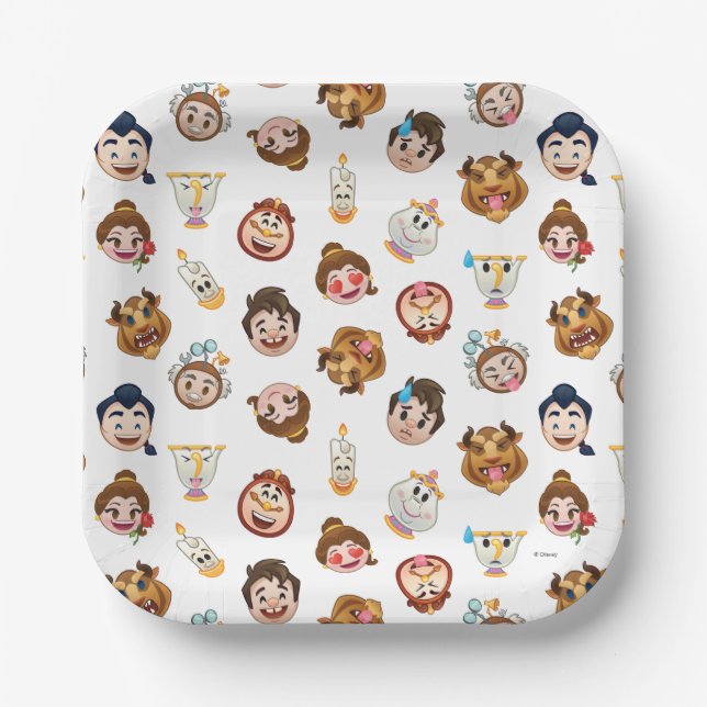 Beauty and the Beast Emoji | Character Pattern Paper Plates (Front)