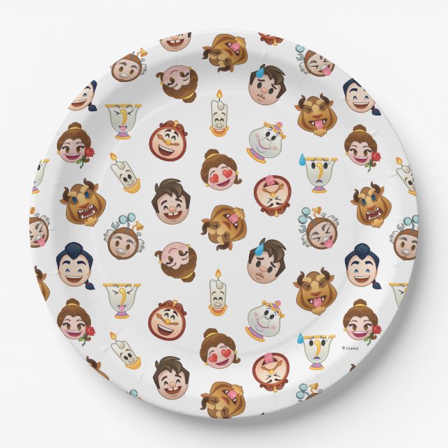 Beauty and the Beast Emoji | Character Pattern Paper Plates (Front)
