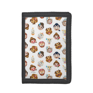 Beauty and the Beast Emoji Character Pattern Tri-fold Wallet