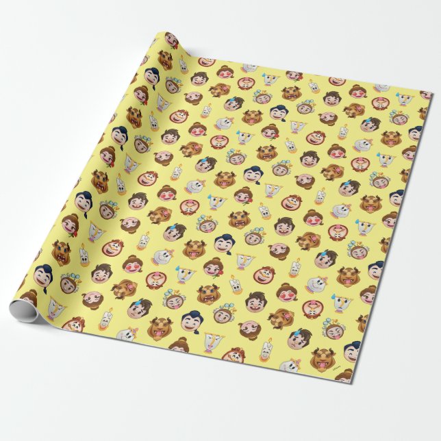 Beauty and the Beast Emoji | Character Pattern Wrapping Paper (Unrolled)