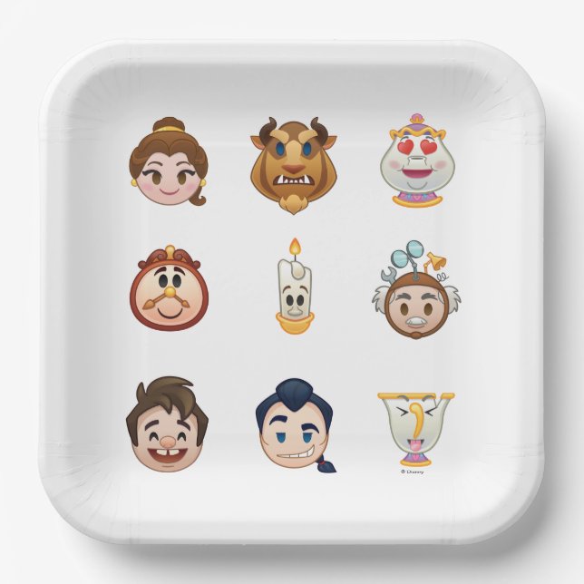 Beauty and the Beast Emoji | Characters Paper Plates (Front)