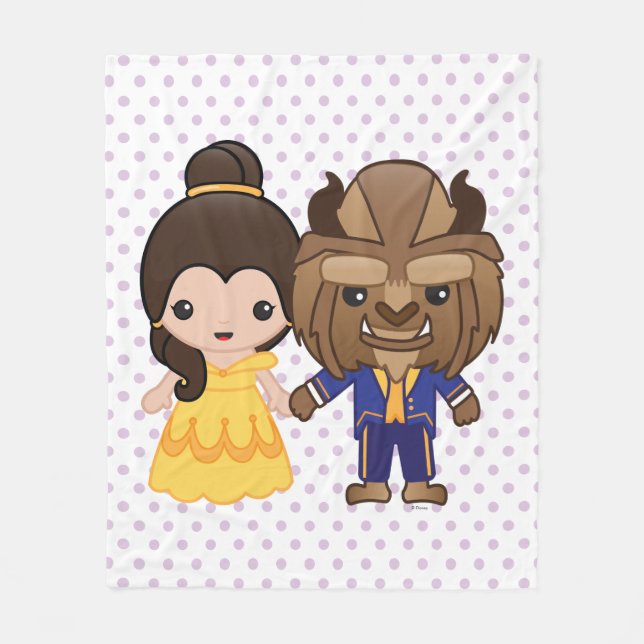 Beauty and the Beast Emoji Fleece Blanket (Front)