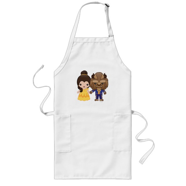 Beauty and the Beast Emoji Long Apron (Front)