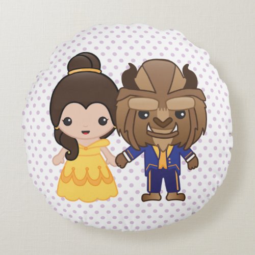 Beauty and the Beast Emoji Round Pillow