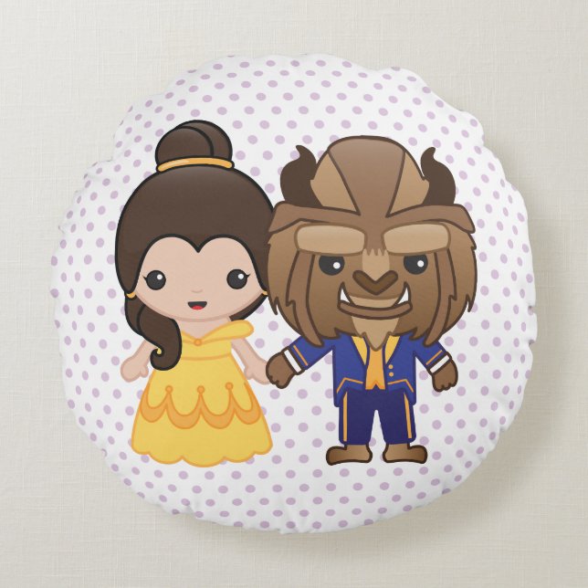 Beauty and the Beast Emoji Round Pillow (Front)