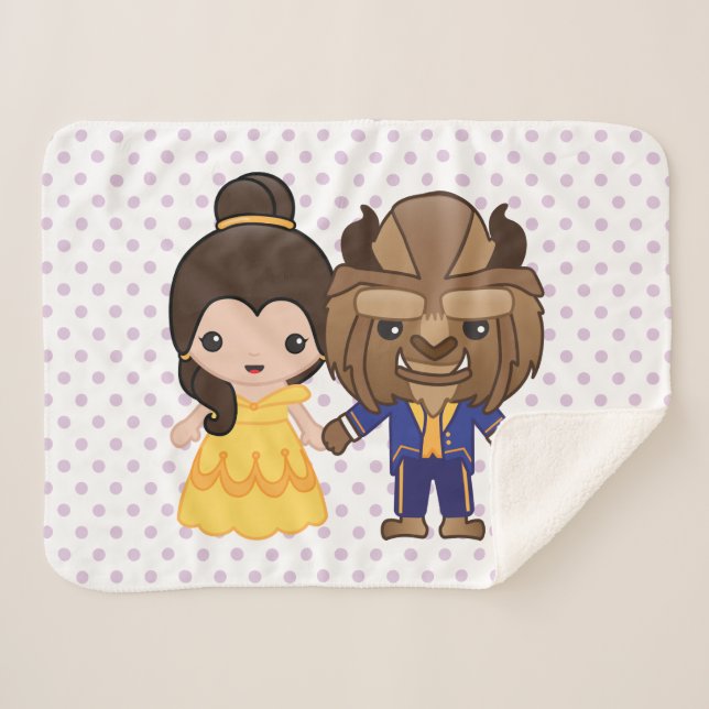 Beauty and the Beast Emoji Sherpa Blanket (Front (Horizontal))