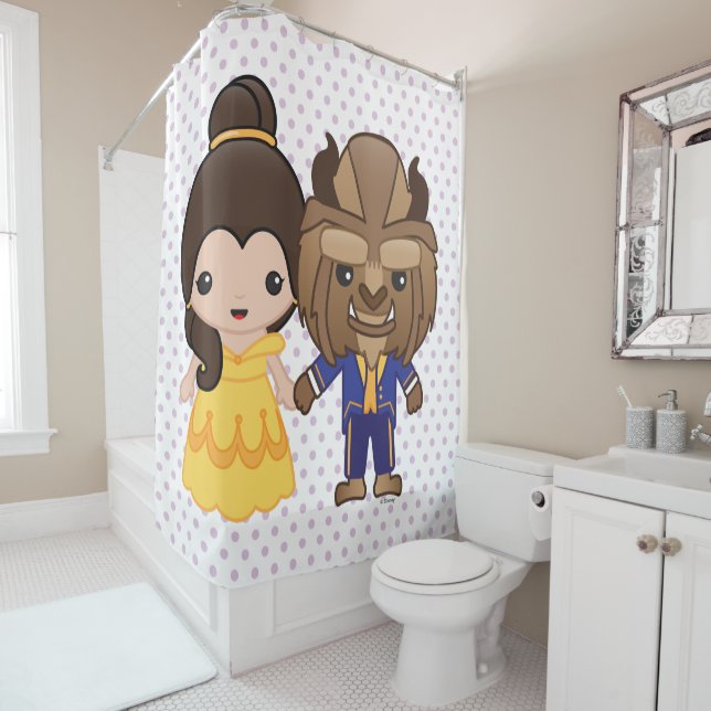 Beauty and the Beast Emoji Shower Curtain (In Situ)
