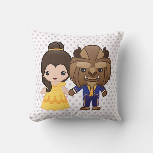 Beauty and the Beast Emoji Throw Pillow