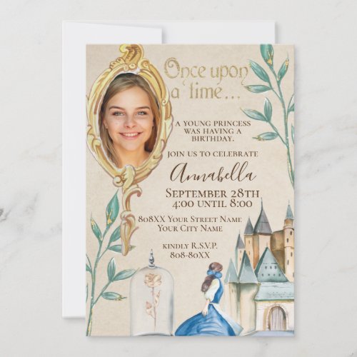 Beauty and the Beast Enchanted Fairy Tale Party Invitation