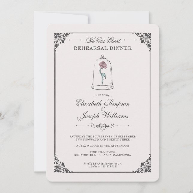 Beauty and the Beast | Enchanted Rehearsal Dinner Invitation (Front)