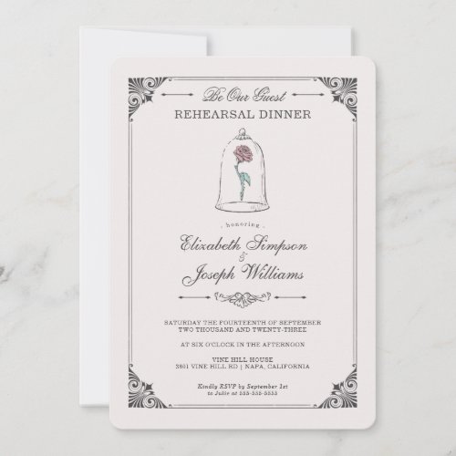 Beauty and the Beast  Enchanted Rehearsal Dinner Invitation