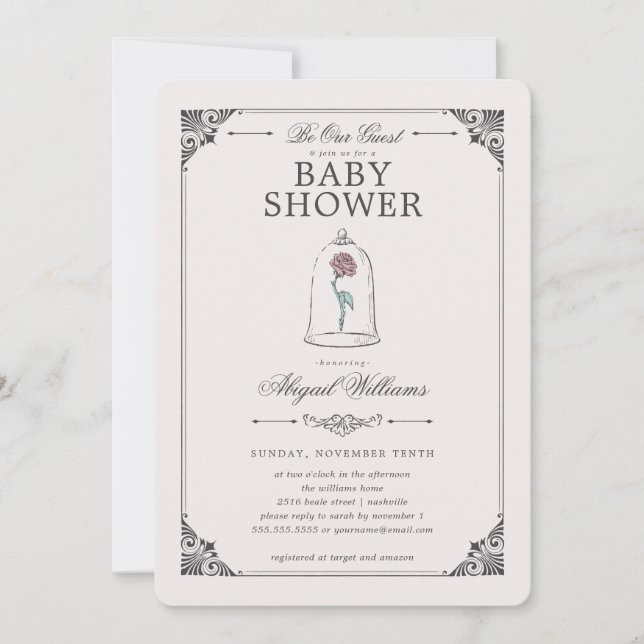 Beauty and the Beast | Enchanted Rose Baby Shower Invitation (Front)