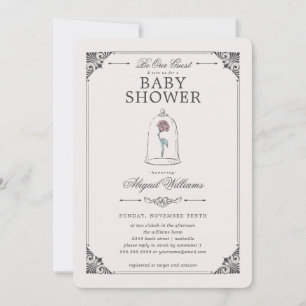 Beauty and the Beast   Enchanted Rose Baby Shower Invitation