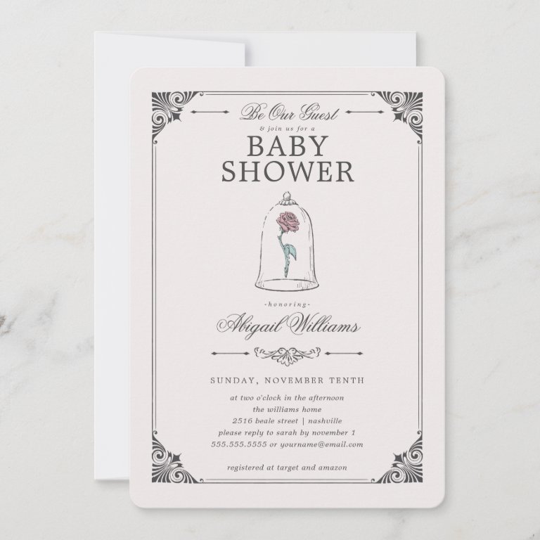 Beauty and the Beast | Enchanted Rose Baby Shower Invitation