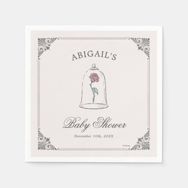 Beauty and the Beast | Enchanted Rose Baby Shower Napkins (Front)