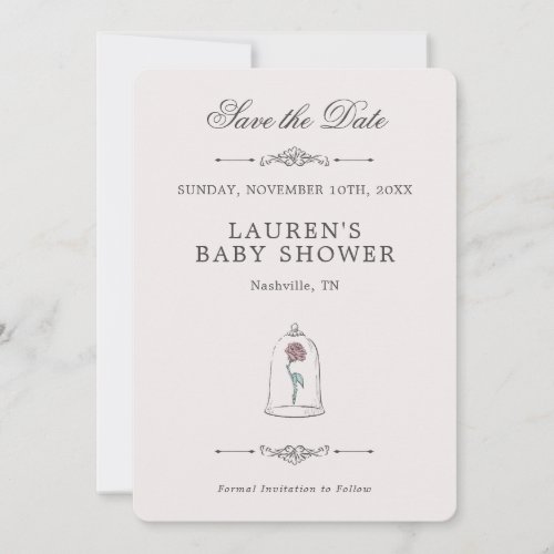Beauty and the Beast | Enchanted Rose Baby Shower Save The Date