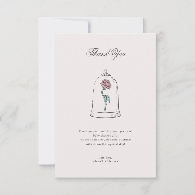 Beauty and the Beast | Enchanted Rose Baby Shower Thank You Card (Front)