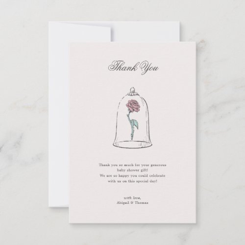 Beauty and the Beast  Enchanted Rose Baby Shower Thank You Card