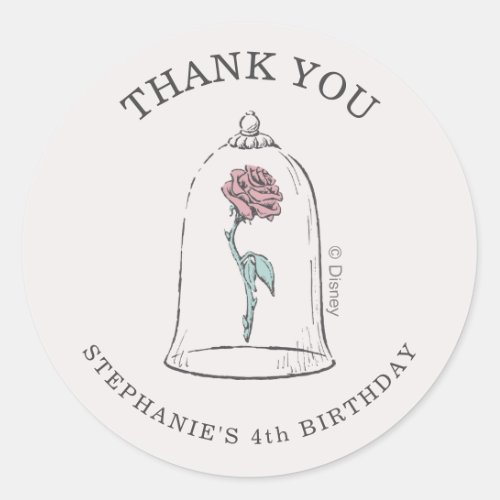 Beauty and the Beast  Enchanted Rose Birthday Classic Round Sticker