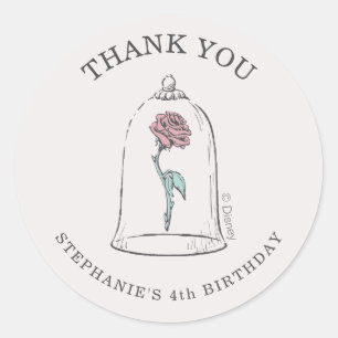 Beauty and the Beast   Enchanted Rose Birthday Classic Round Sticker