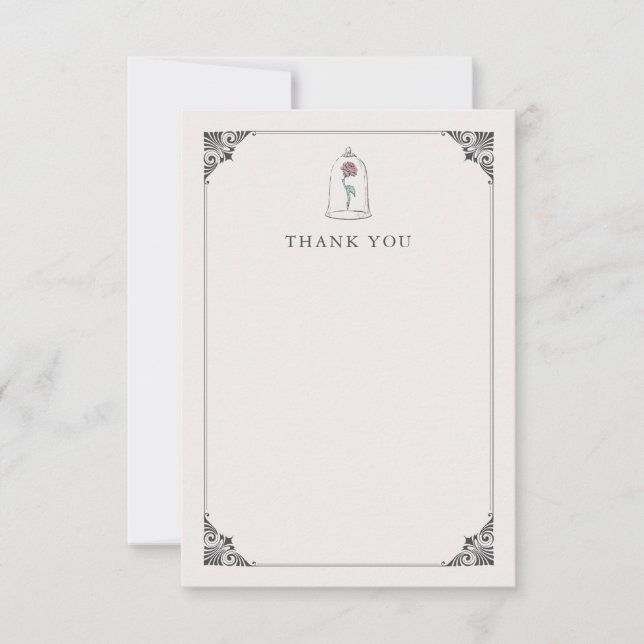Beauty and the Beast | Enchanted Rose Sweet 16 Thank You Card (Front)