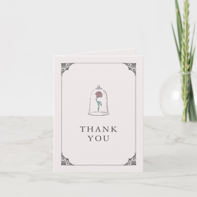 Beauty and the Beast | Enchanted Rose Sweet 16 Thank You Card (Front)