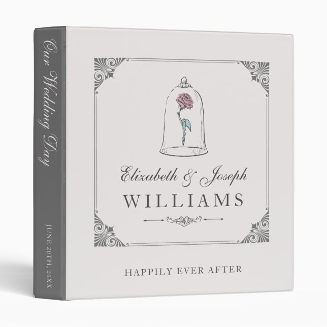 Beauty and the Beast | Enchanted Rose Wedding 3 Ring Binder (Front/Spine)