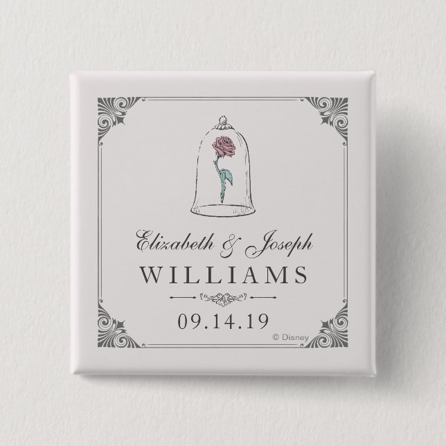 Beauty and the Beast | Enchanted Rose Wedding Button (Front)