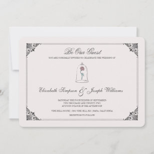 Beauty and the Beast   Enchanted Rose Wedding  Invitation