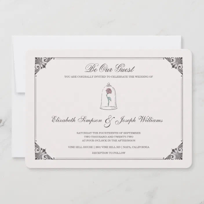 Beauty And The Beast Enchanted Rose Wedding Invitation Zazzle Com